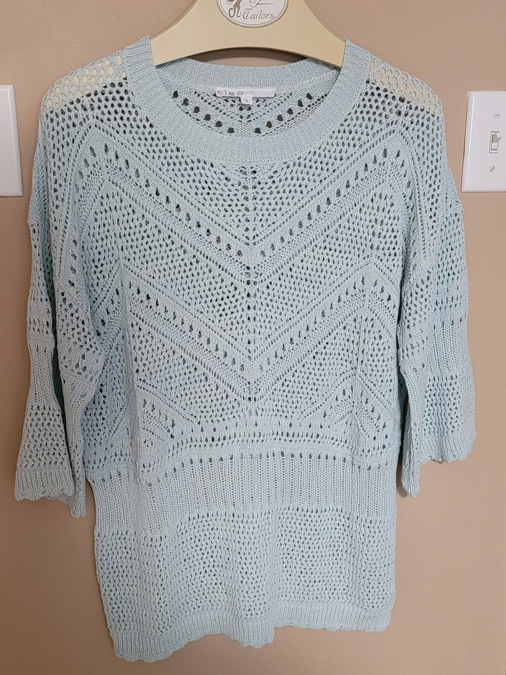 💛2 for $20💛 Bundle and save cleo Mint Open-Weave Chevron Sweater